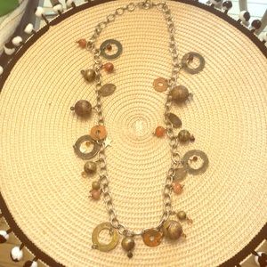 Funky metal charm necklace distressed finish